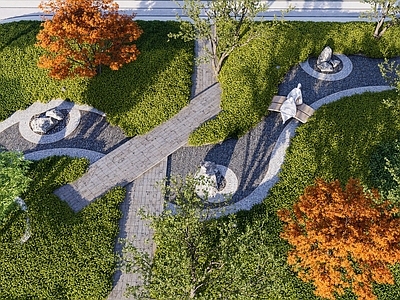 新中式庭院小品 枯山水景观 枯山水庭院 庭院景观