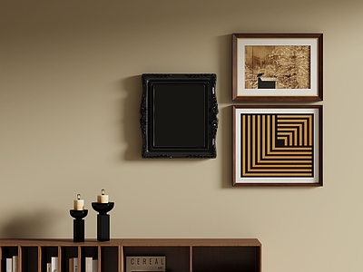 中古风电视柜 中古挂画组合 抽象挂画组合