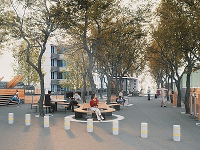 现代简约广场景观 林荫广场 树阵广场 异形树池 特色树池