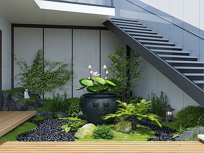 新中式庭院小品 天井庭院 下沉庭院