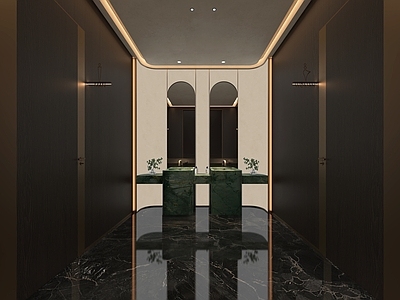 现代轻奢公共卫生间 盥洗间 公共洗手间 卫生间前厅