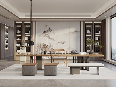 新中式茶室 新中式茶室 宋式茶室 茶桌椅组合