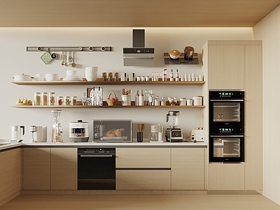 原木奶油风厨房用品 厨房用品 厨房电器 洗碗机 油烟机燃气灶 电饭锅