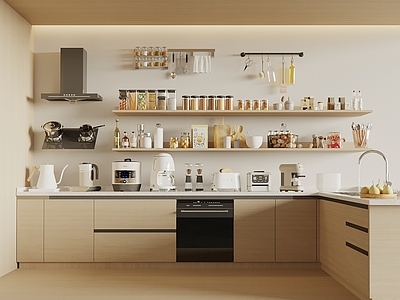 原木奶油风厨房用品 厨房用品 厨房电器 调料瓶 烧水壶 厨具