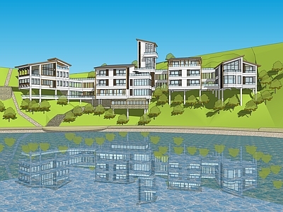 新中式民宿建筑 海滨 民宿酒店 山海 新中式民宿 山地建筑