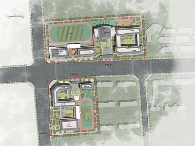 新中式学校建筑 中学总平面 小学总平面 教学楼 综合办公楼 风雨操场 施工图