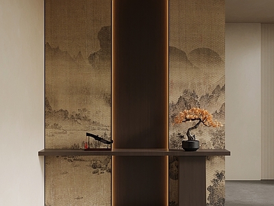 新中式玄关 玄关 隔断