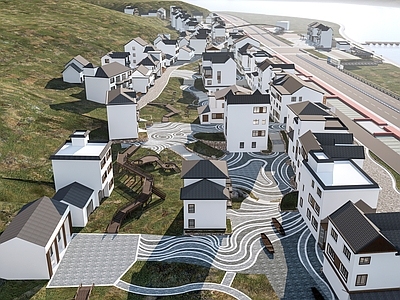 新中式鸟瞰规划 乡村建筑