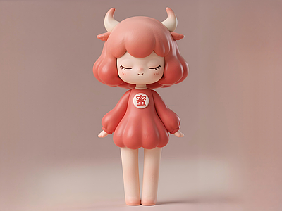 奶油风虚拟人物 羊蜜卡通IP 潮玩 摆件 盲盒 美陈