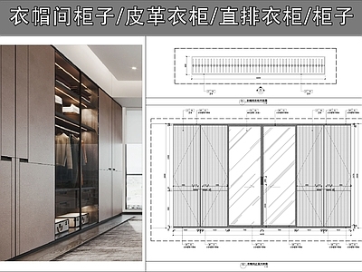 柜体节点 现代衣柜 衣帽间柜子 皮革衣柜 直排衣柜 柜子大样图 施工图