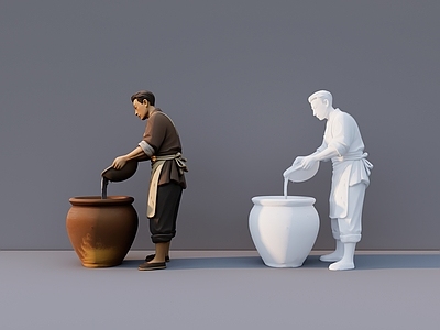 新中式男人 古代人物雕塑 古代人物