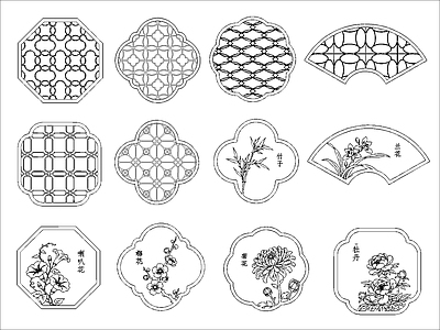 中式窗 花窗图块 施工图
