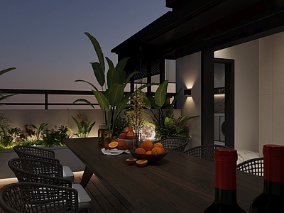 新中式阳台 别墅楼顶 别墅露台 别墅花园 别墅洗衣房 别墅庭院