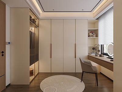 奶油风衣帽间 化妆台