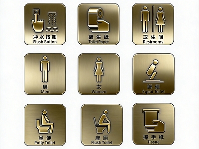 现代其它金属 卫生间导视牌