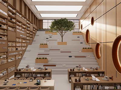 原木风书店 阶梯结构 书店 现代 大空间 图书馆