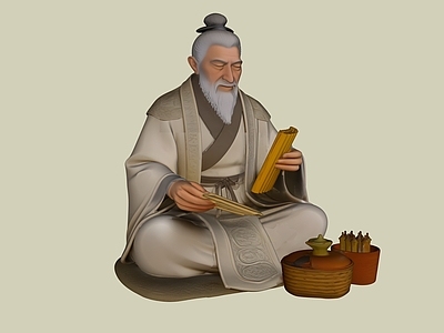 新中式虚拟人物 华陀名医人物雕塑