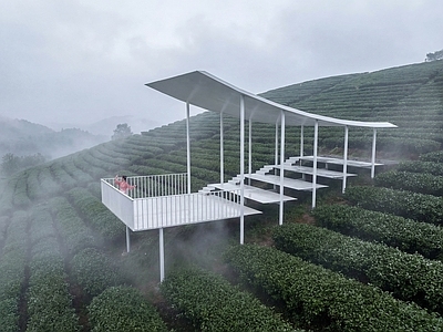 极简主义廊架 现代景观亭 造型观景台