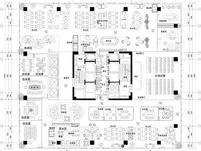 轻奢开放办公室 共享办公室 总经理办公室 小办公室 办公会所 董事长办公室 施工图