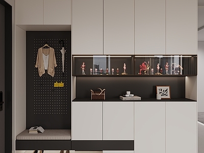 现代简约玄关 玄关柜 鞋帽柜 手办柜