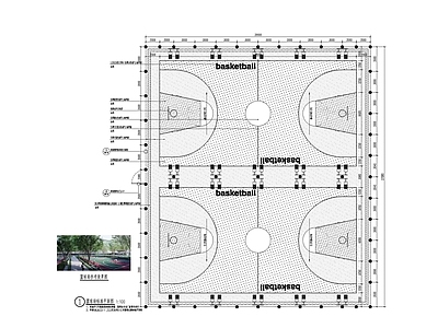 体育公园 篮球场做法详图 篮球场围网 施工图