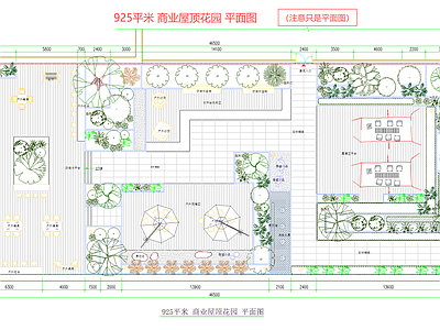 景观平面图 商业屋顶花园平面 屋顶花园 商业屋顶景观平面 施工图