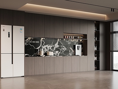 现代极简开放式厨房 酒柜 餐边柜 橱柜