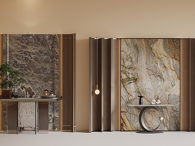 新中式玄关 玄关台 端景台