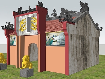 新中式寺庙建筑 寺庙建筑 龙纹门头 地方性寺庙