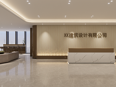 现代办公大堂 前台接待 办公大堂 办公空间