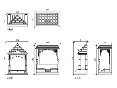 现代家具图库 佛龛 家堂 神龛 家庭佛堂 家用神台 施工图