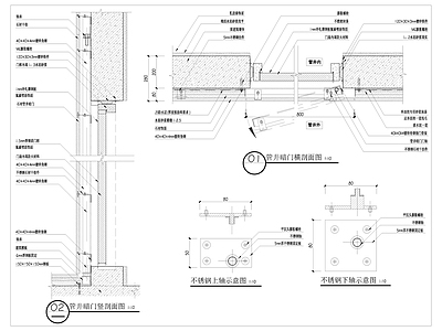 隐形门节点 石材暗门详图 设备间暗门详图 施工图