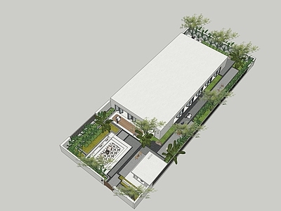 现代简约别墅庭院 现代庭院