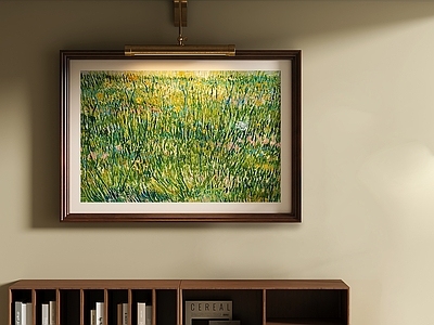 中古风电视柜 绿色调油画 抽象画 风景画