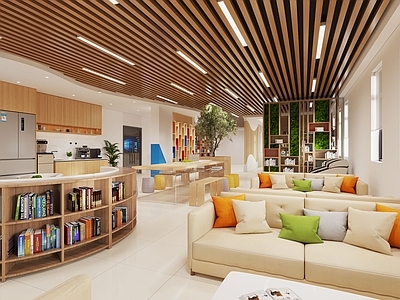 原木风休息区 阅览室 职工之家 活动室休息区