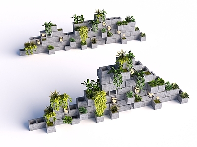 现代景墙 水泥砖景墙