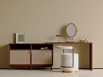 中古风妆台妆凳 梳妆椅 梳妆台摆件 梳妆镜