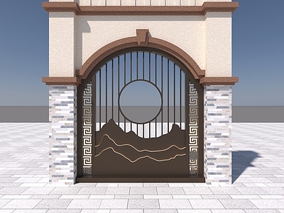 新中式景墙 铝艺异形屏风 发光灯带景墙 屏风 景墙屏风墙