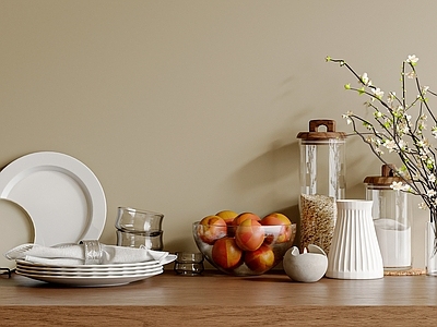 奶油风餐具 碗碟 果盘 花瓶 现代餐具