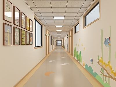 原木风幼儿园 幼儿园走廊 幼儿园教室