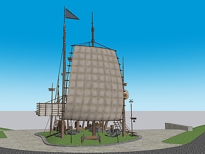 现代帆船景观 帆船艺术构筑