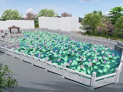 新中式景观人工水池