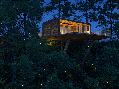 现代主义树屋 观景平台 景观平台 树屋 观景台