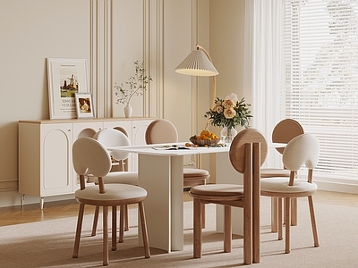奶油风休闲桌椅 餐厅 餐桌椅