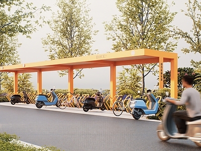 现代简约车棚设施