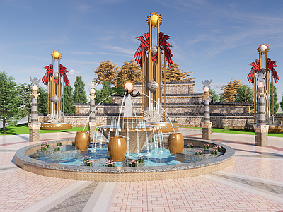 新中式景观喷泉