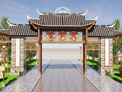 新中式入口大门