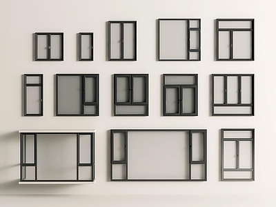 现代窗户组合 现代窗 窗户 窗 平开窗 落地窗