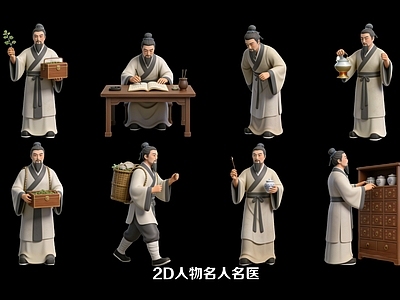 新中式虚拟人物 扁鹊古代2D名人 2D名人名医人物