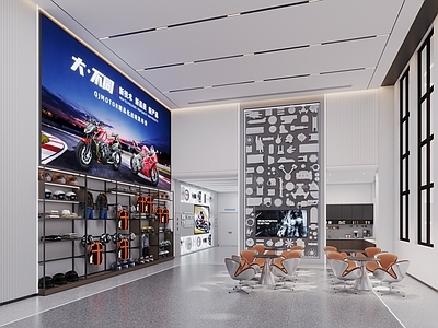 现代简约其他商业空间 摩托车展厅 摩托车衣服 展厅